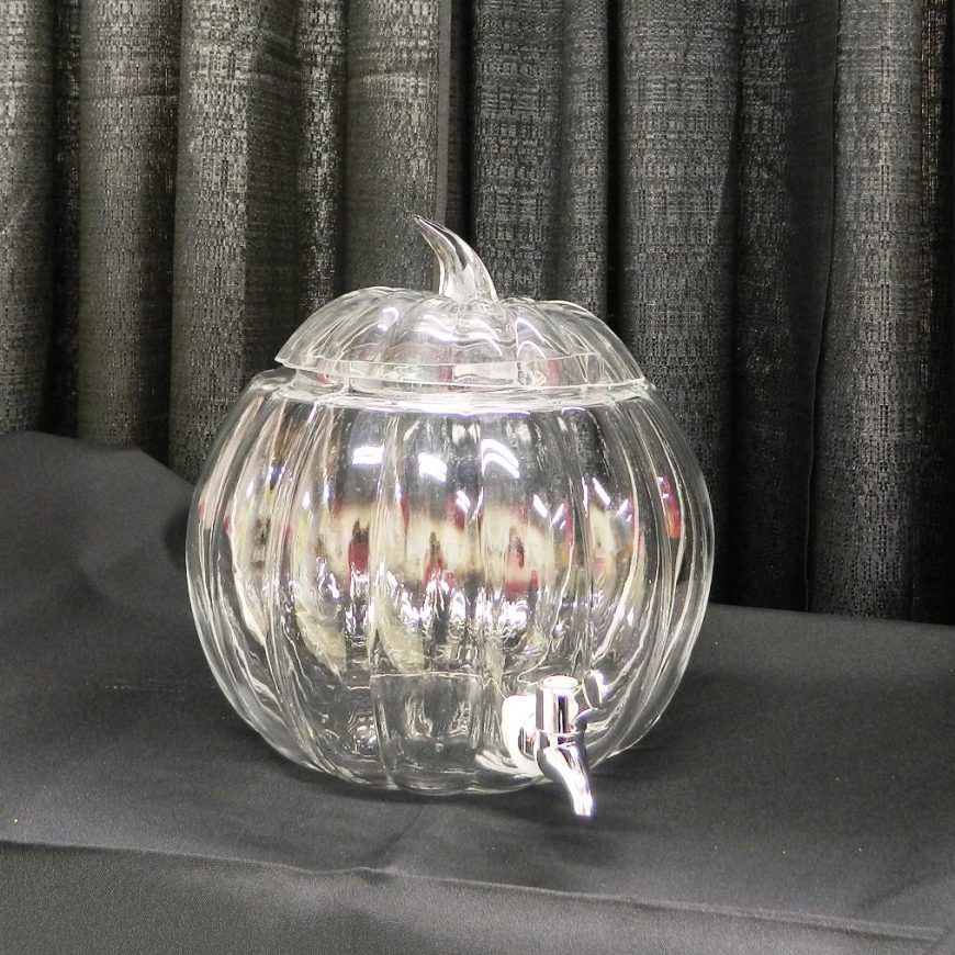 Glass Beverage Dispenser 3 gal. Pumpkin Tiffany Party Rentals